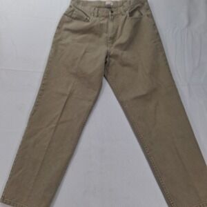 Cherokee Pants Mens 33x30‎ Straight Leg Khaki Tan Denim 100% Cotton EUC